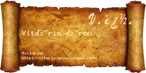 Vitáris Áron névjegykártya